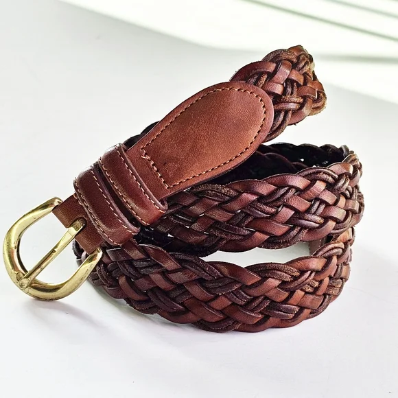 Vintage COACH Brown Belt 3850 British Tan Woven Leather